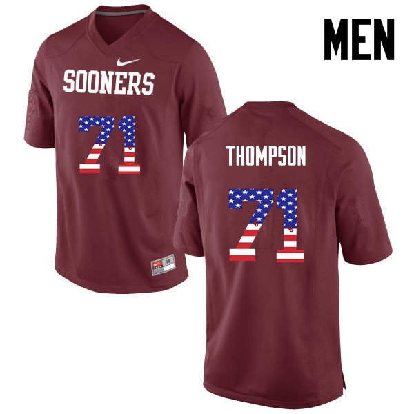 Men Oklahoma Sooners #71 Tyrus Thompson College Football USA Flag Fashion Jerseys-Crimson